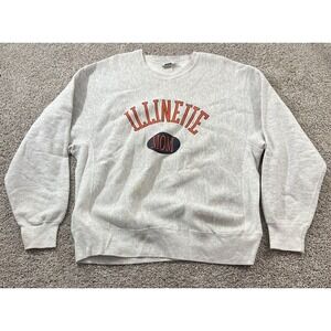 Vintage Fighting Illini Sweater‎ Adult XL Gray University Crewneck Illinette USA